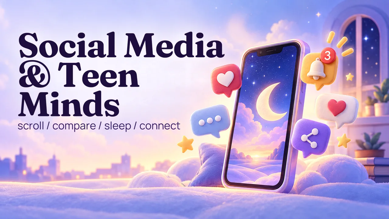Social Media & Teen Minds PowerPoint template, title slide