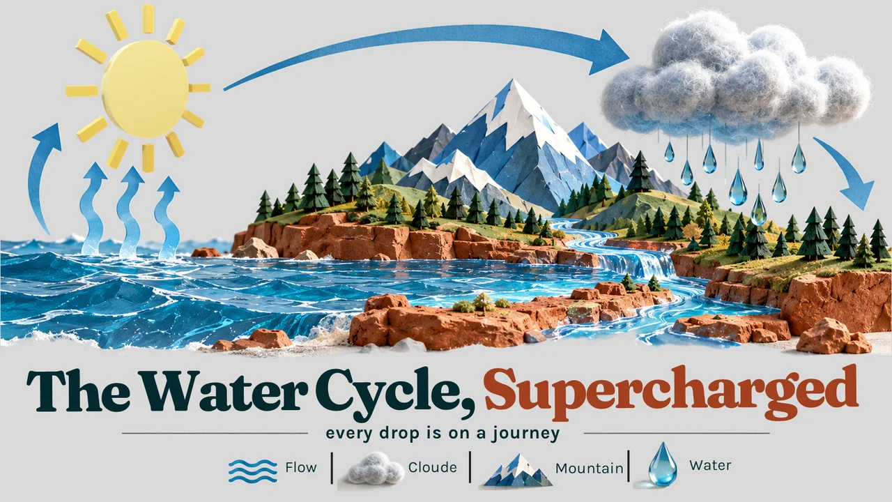 The Water Cycle, Supercharged PowerPoint template, title slide
